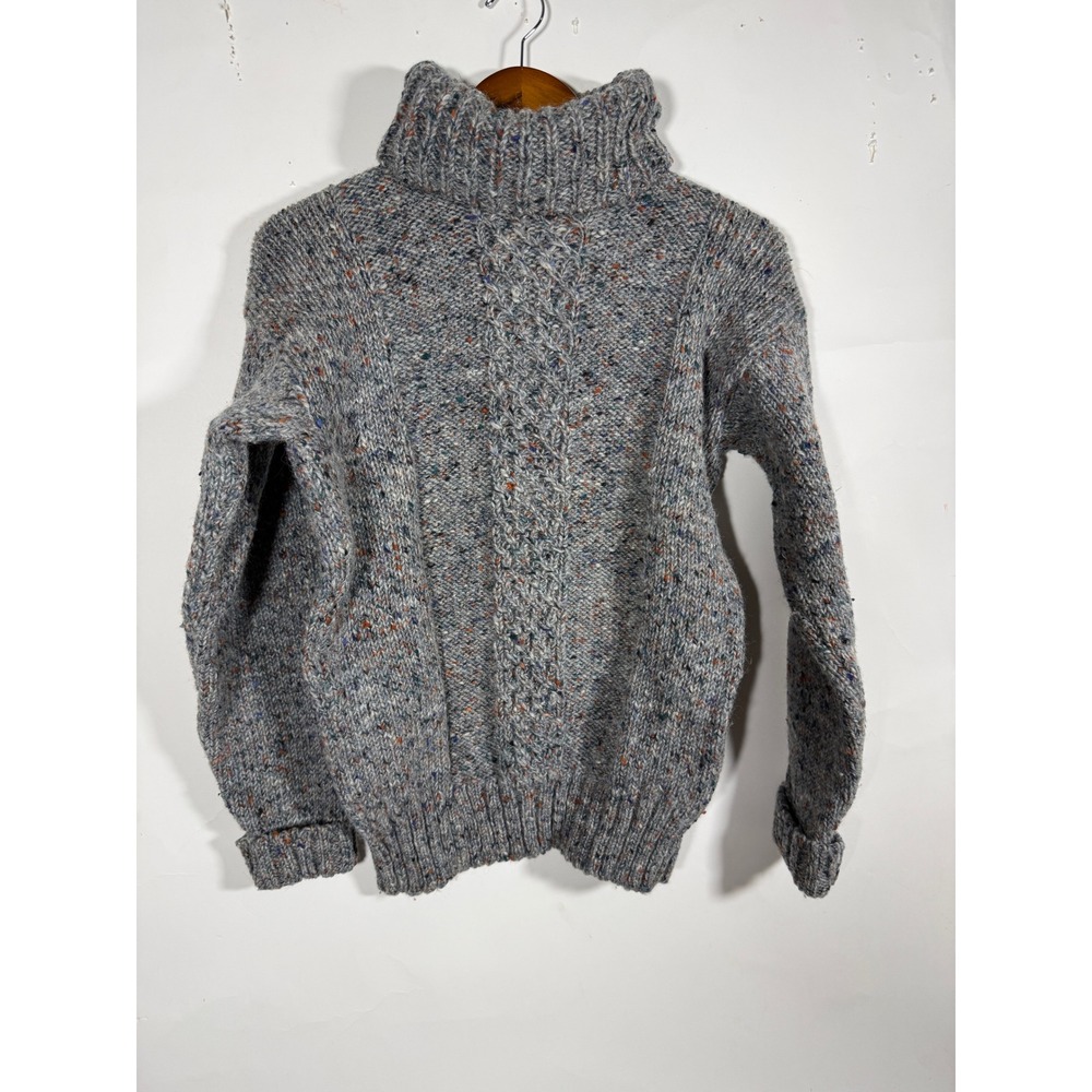 LL Bean Genuine Donegal Wool Turtleneck Sweater Grey Multi Ireland Vintage 38 - Picture 1 of 10